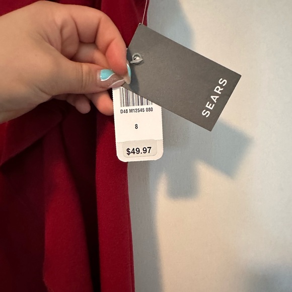 Red body con ruffle dress size 8 new with tags - Picture 3 of 4